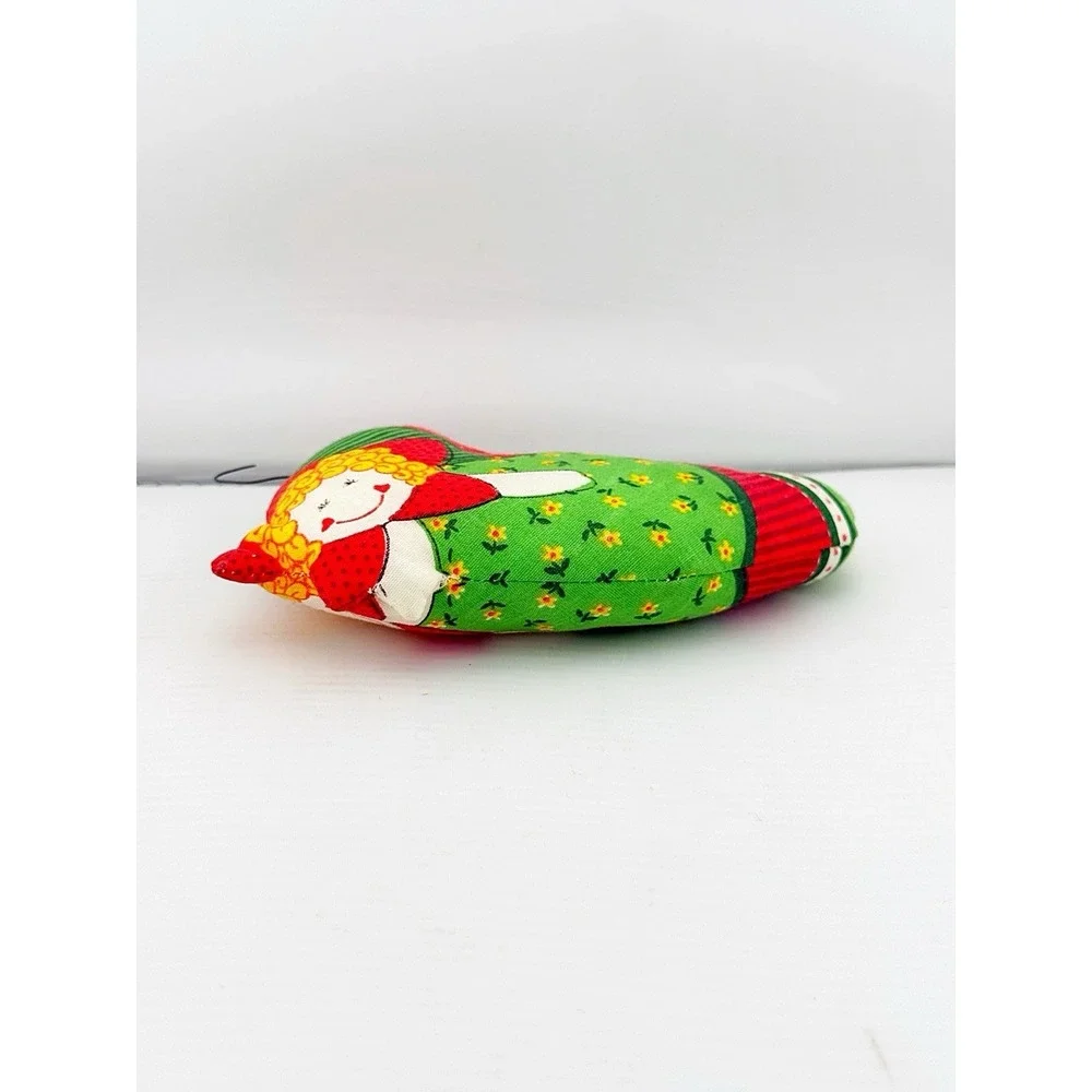 Vintage 1970's Fabric Angel Christmas Pattern Ornament. Calico Patterns Design.